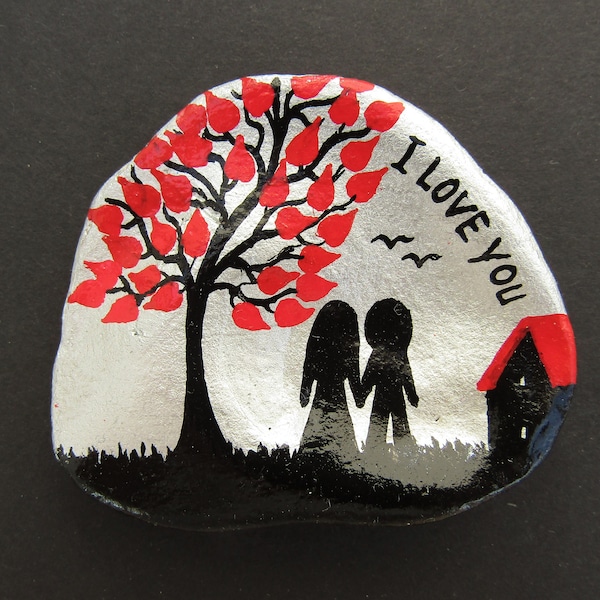 Love Gift, Shell Art Painting, Romantic Personalised Gift for Her, Unique Hand Painted Shell, I Love You Couple Tree, Boyfriend, Girlfriend
