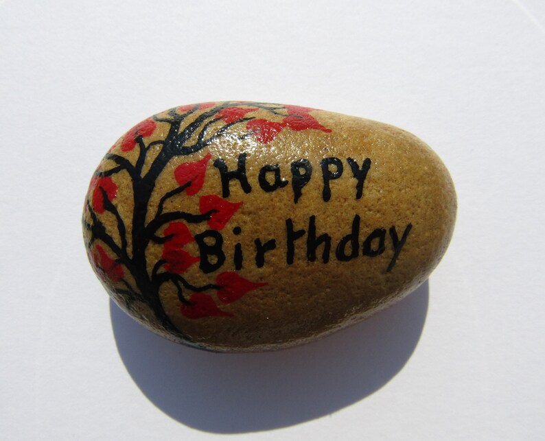 Painted Rock Happy Birthday Stone Pebble Art Hand Painted Etsy