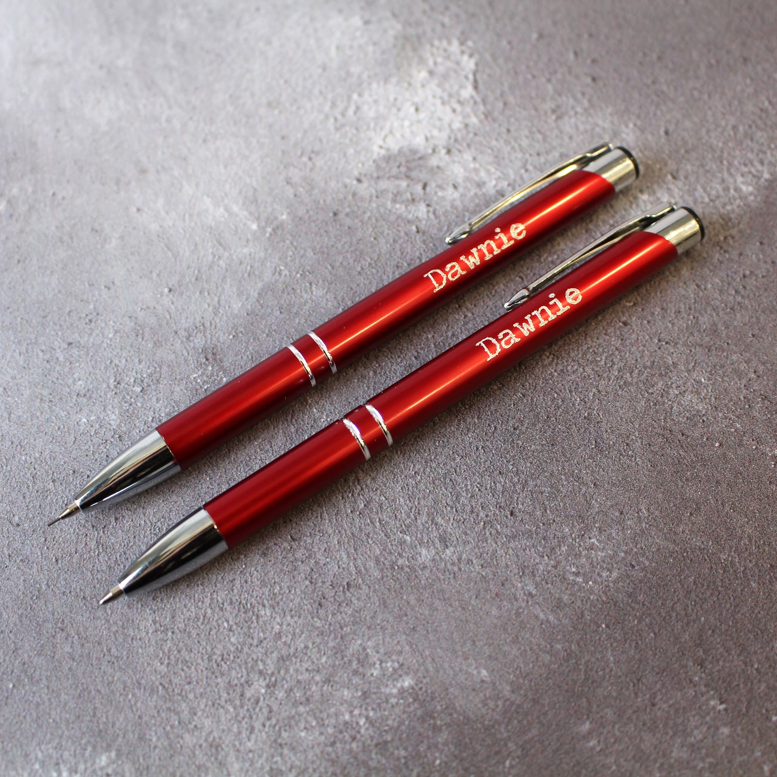 Red Personalised Engraved Pen and Pencil Set Ballpoint Pen Etsy