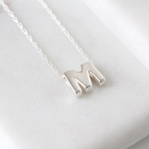 Letter m necklace sale silver