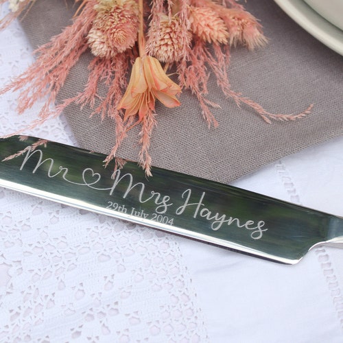 Silver Wedding Cake Knife Personalised Silver Engraved Etsy UK