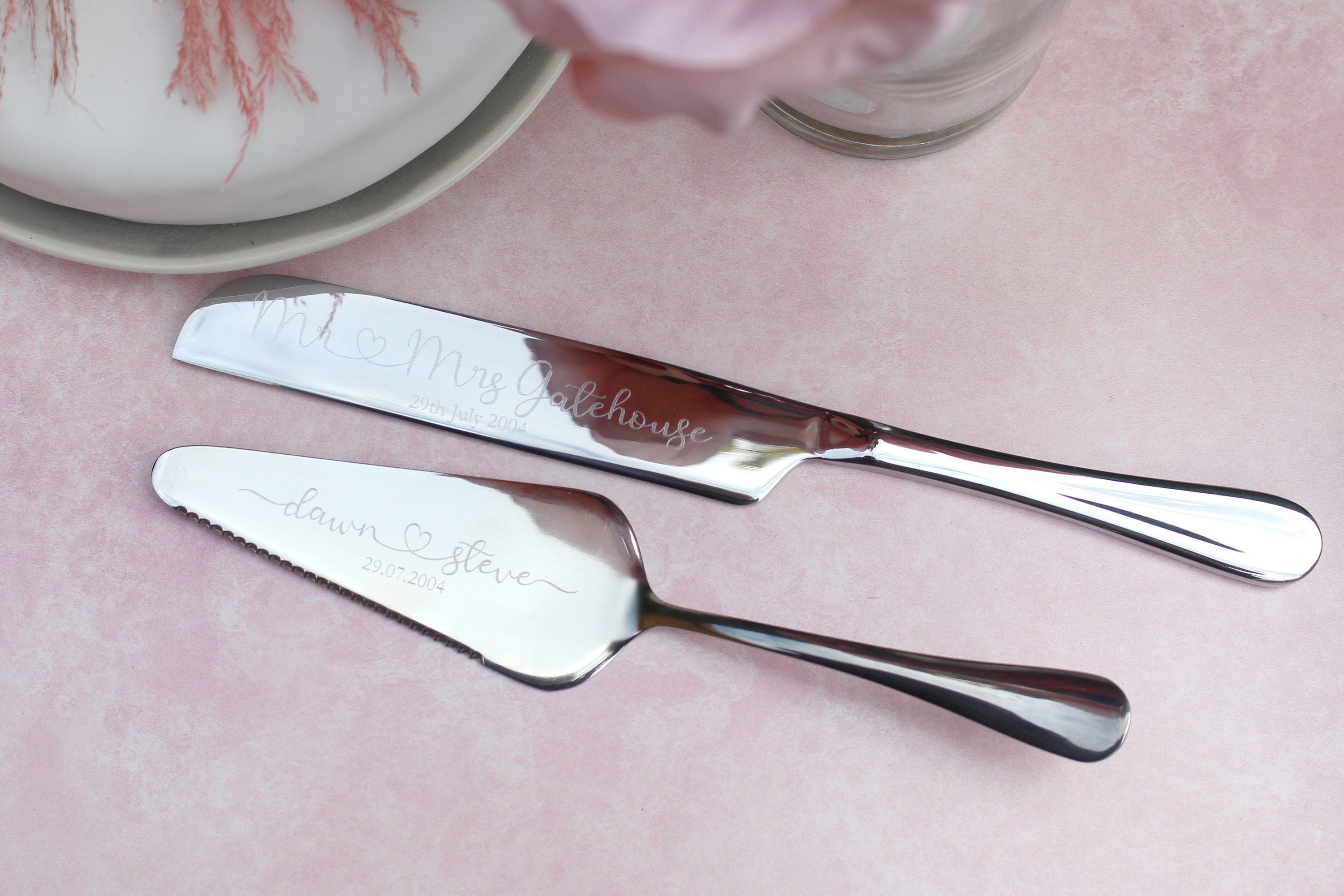 Personalised Silver Wedding Cake Knife and Server Set Etsy UK