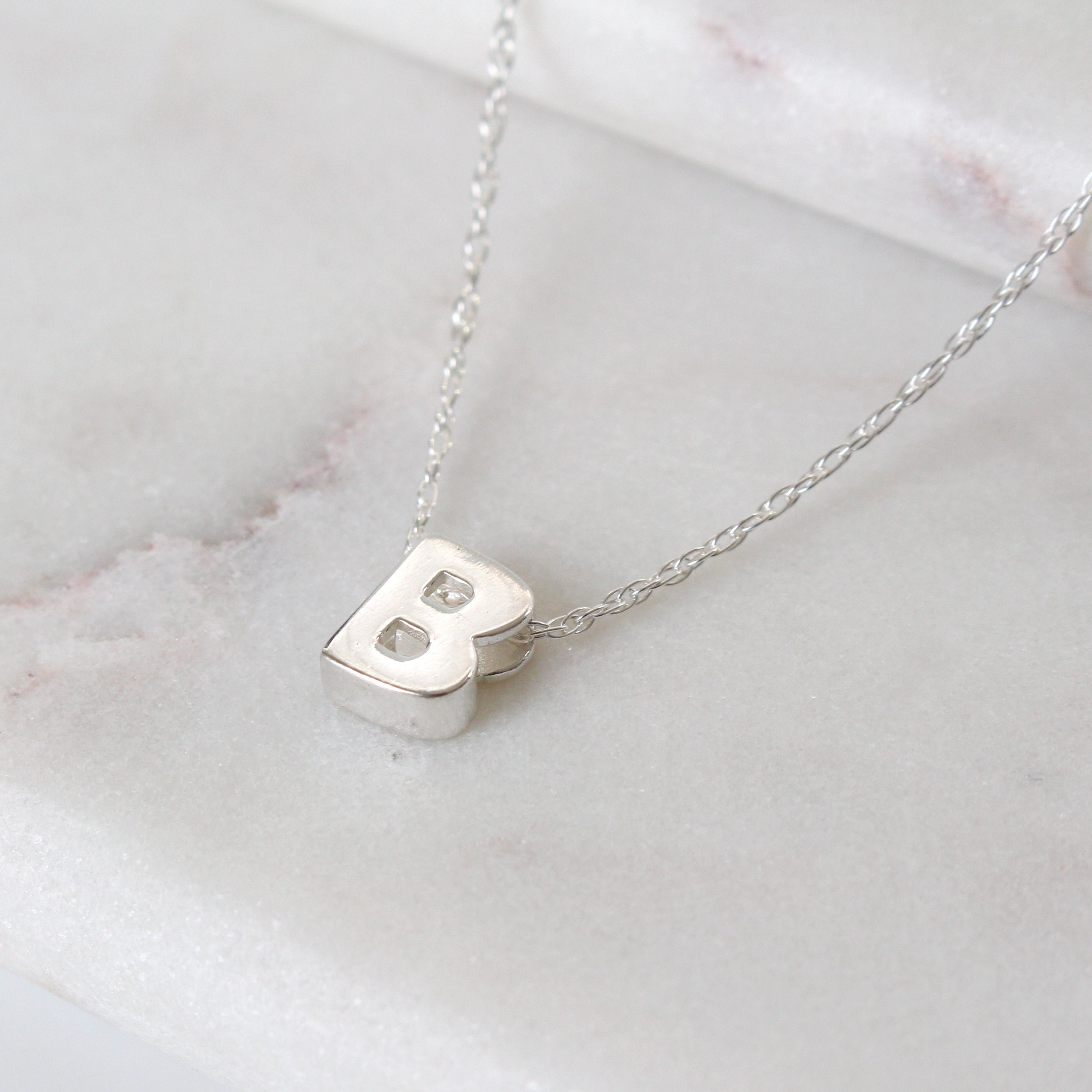 Sterling Silver Initial B Pendant Necklace Letter Necklace