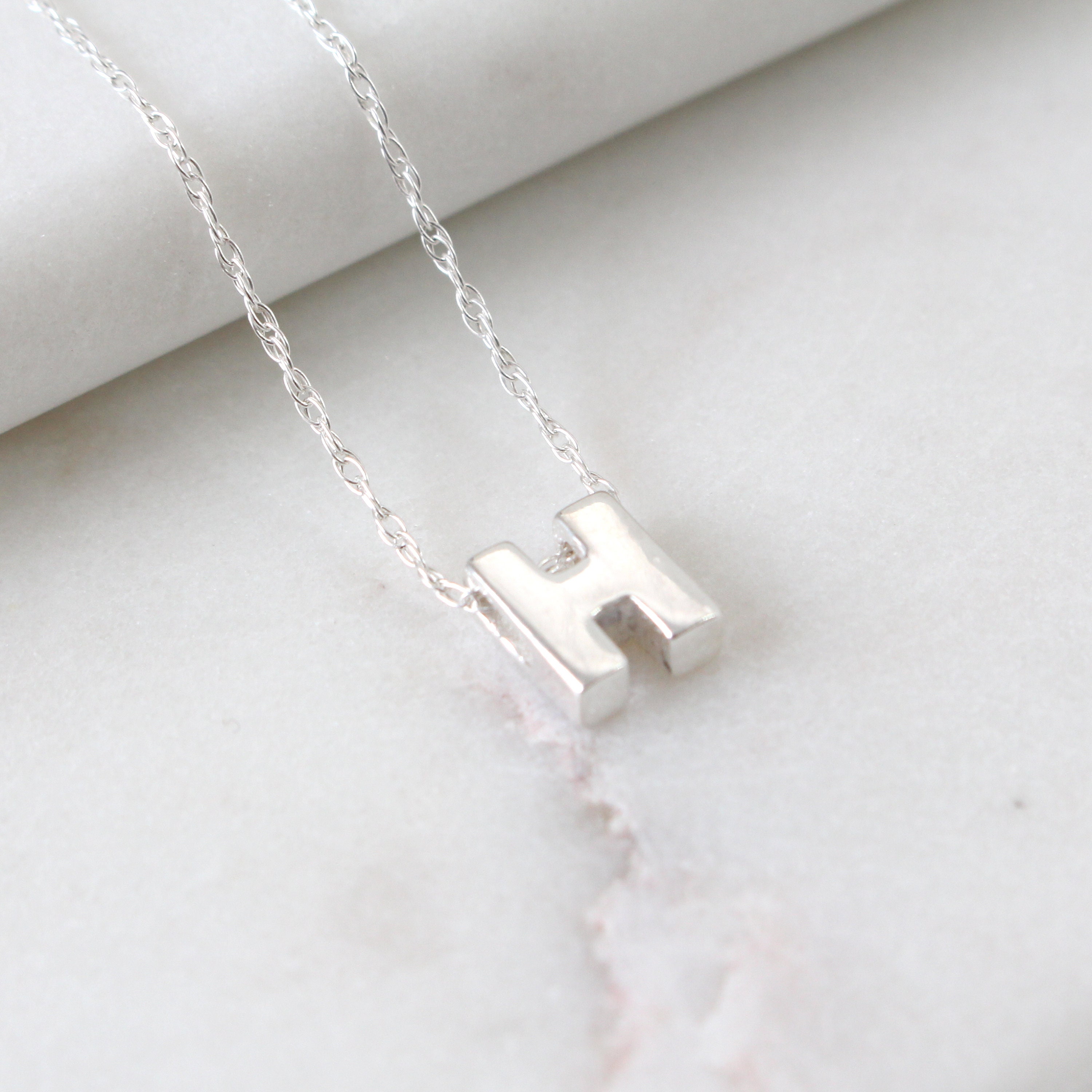 Sterling Silver Initial H Pendant Necklace Letter Necklace Etsy