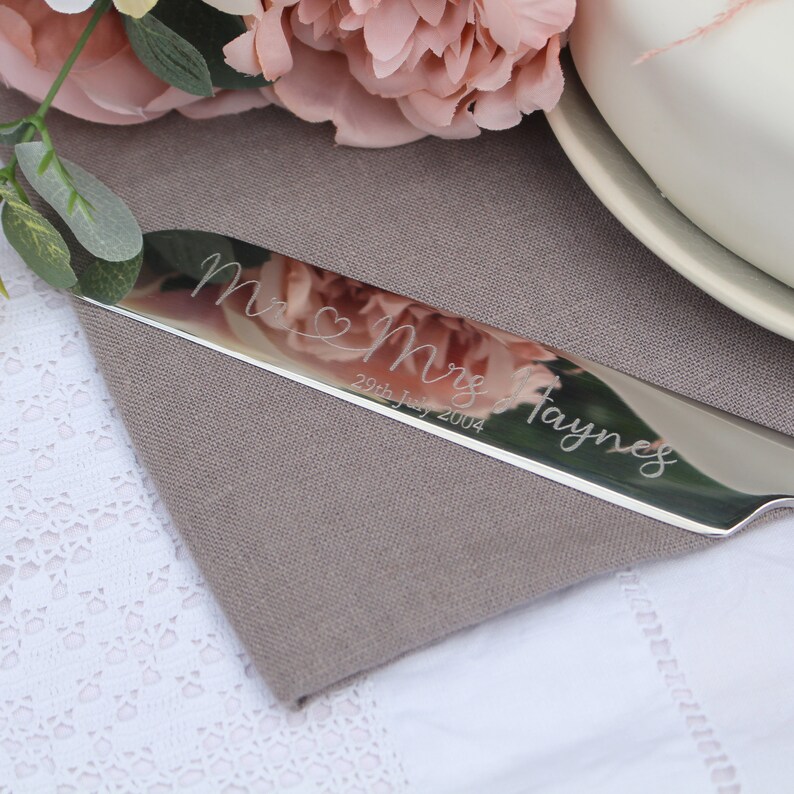 Silver Wedding Cake Knife Personalised Silver Engraved Etsy UK