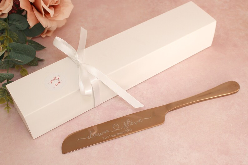 Rose Gold Wedding Cake Knife Personalised Rose Gold Engraved Etsy UK