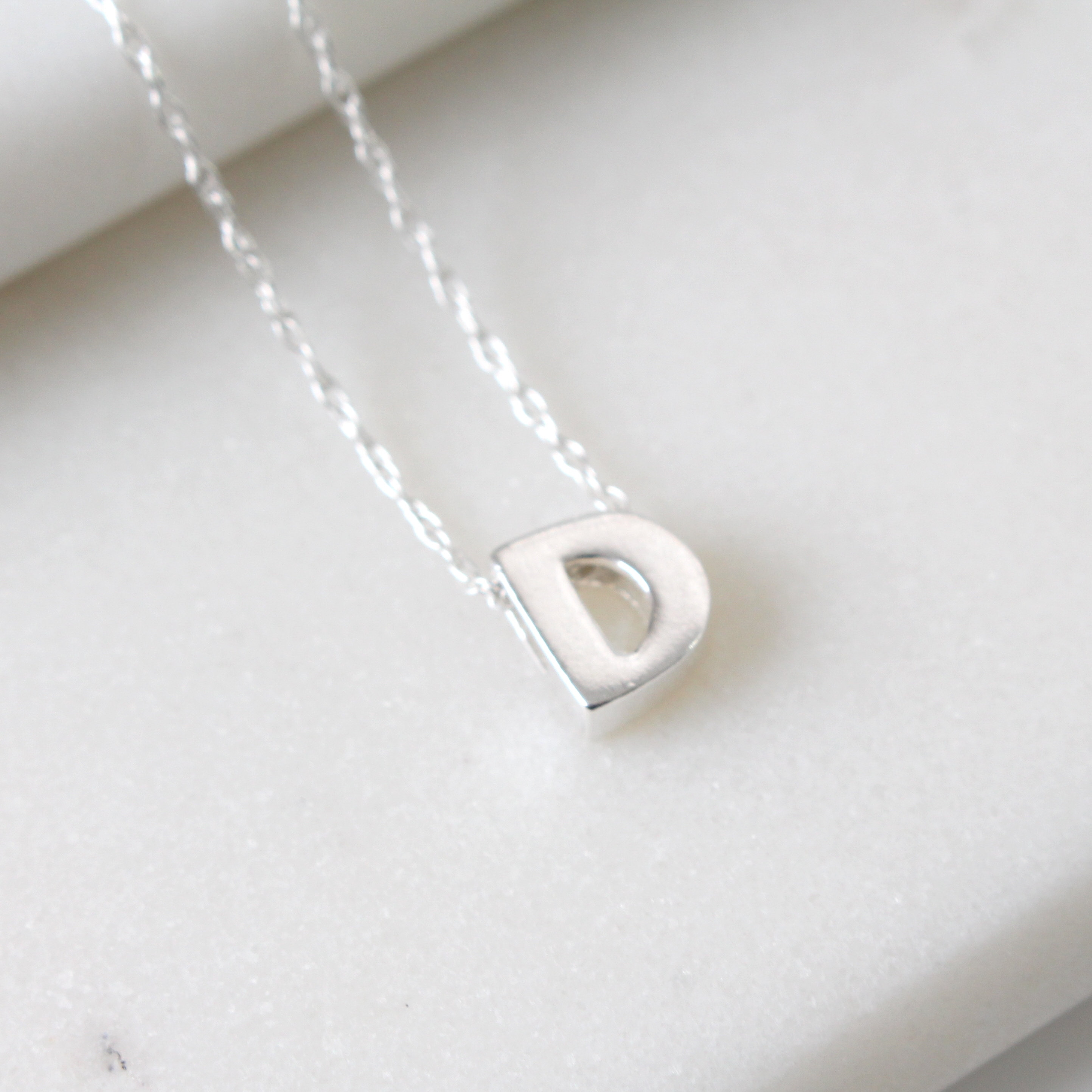 D initial on sale necklace sterling silver