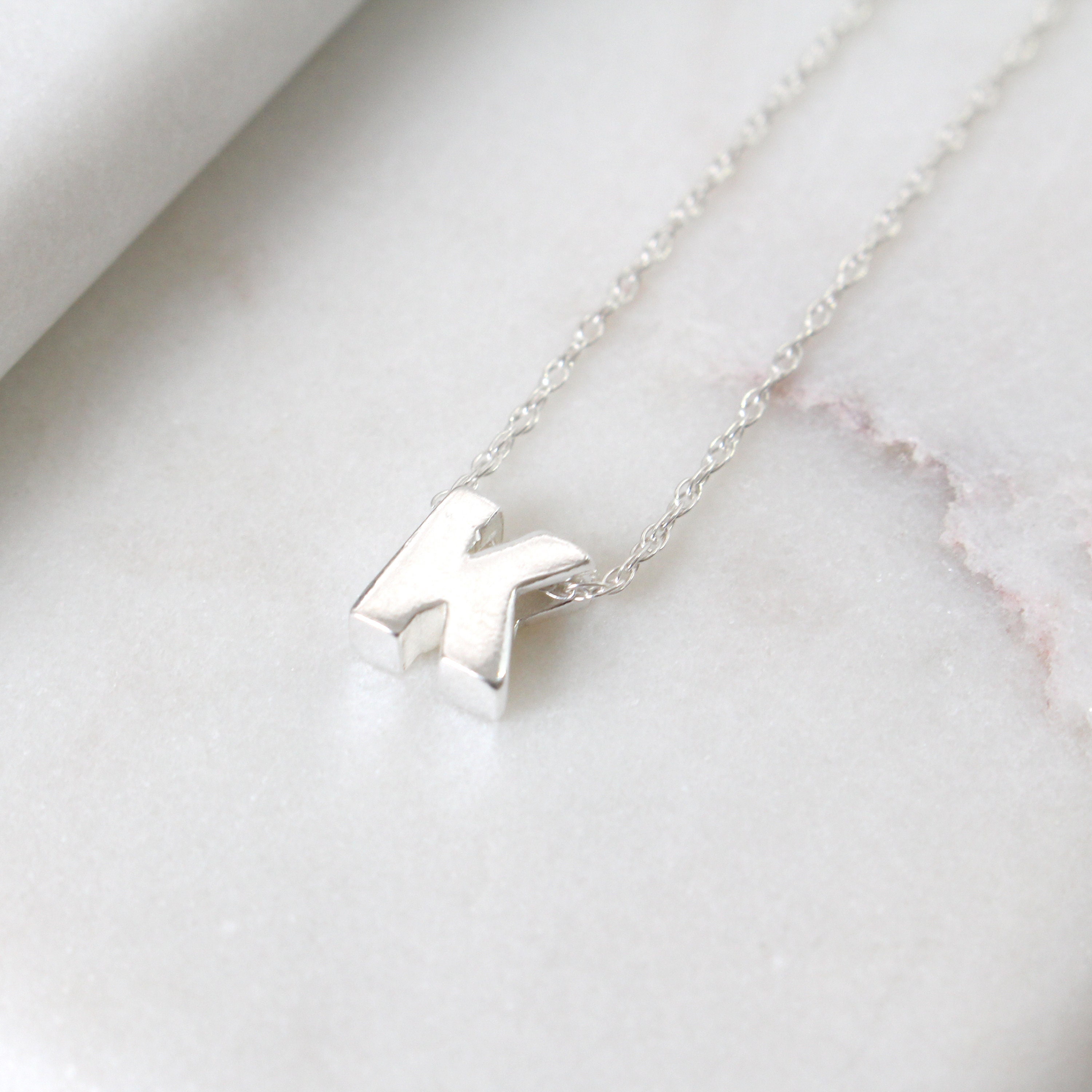 Sterling Silver Initial K Pendant Necklace Letter Necklace Etsy