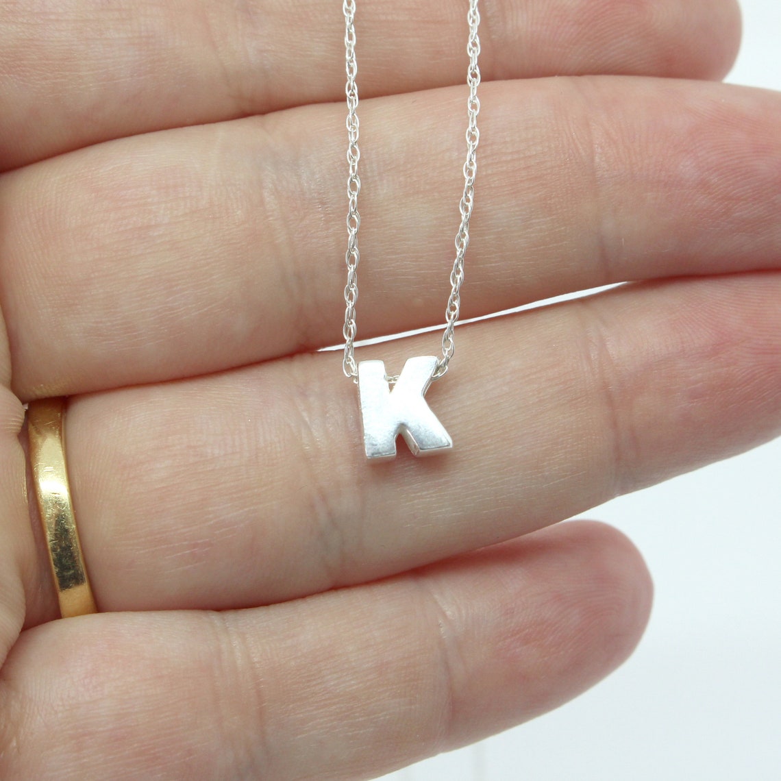 Sterling Silver Initial K Pendant Necklace Letter Necklace Etsy
