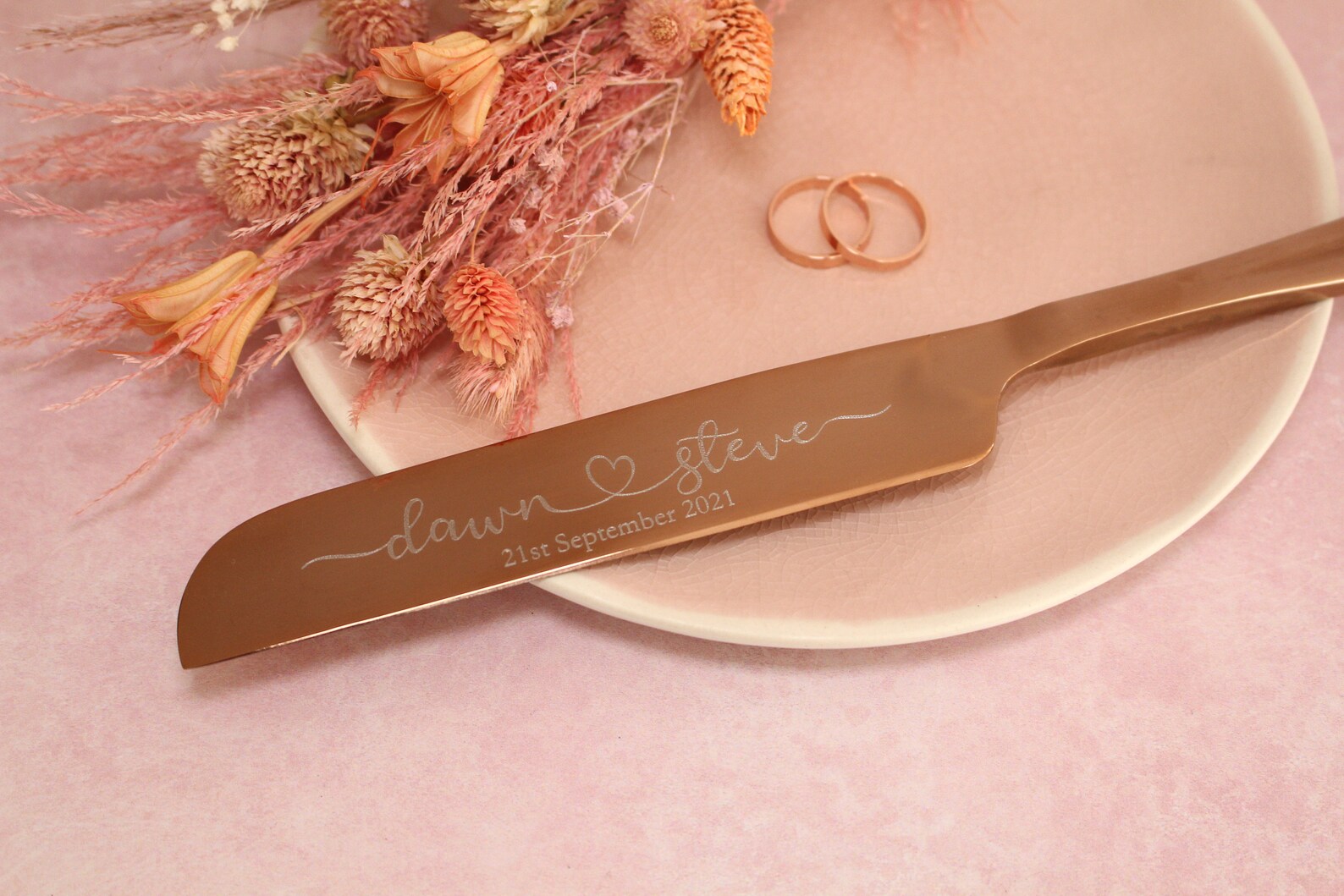 Rose Gold Wedding Cake Knife Personalised Rose Gold Engraved Etsy