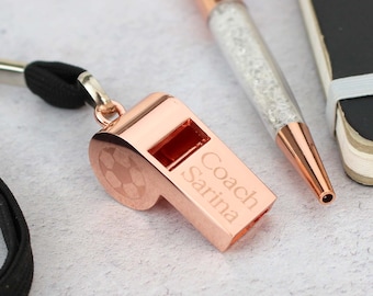 Personalised Rose Gold Whistle - Engraved Whistle for Teachers, Sports Coaches, PE Teachers & Referees