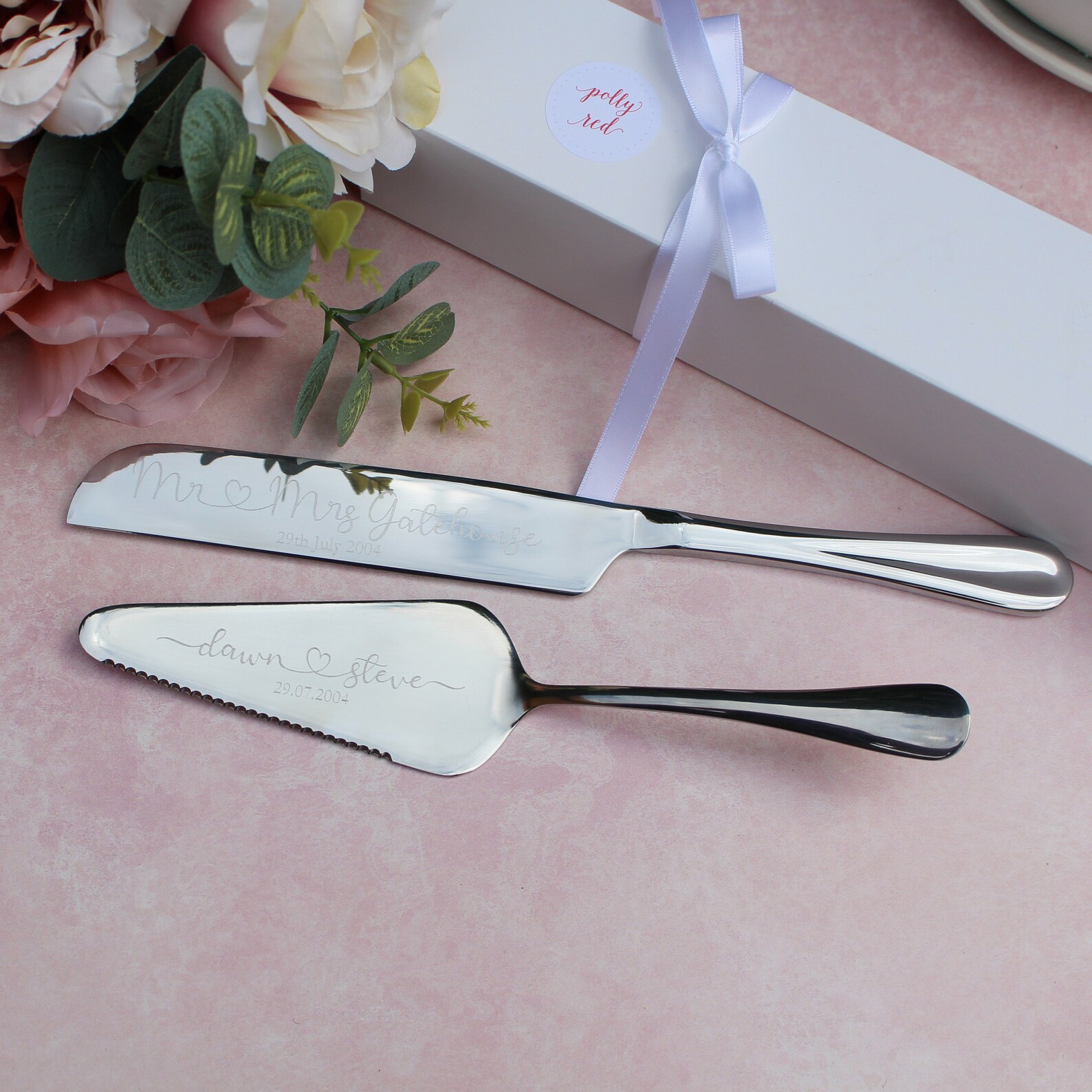 Personalised Silver Wedding Cake Knife and Server Set Etsy UK