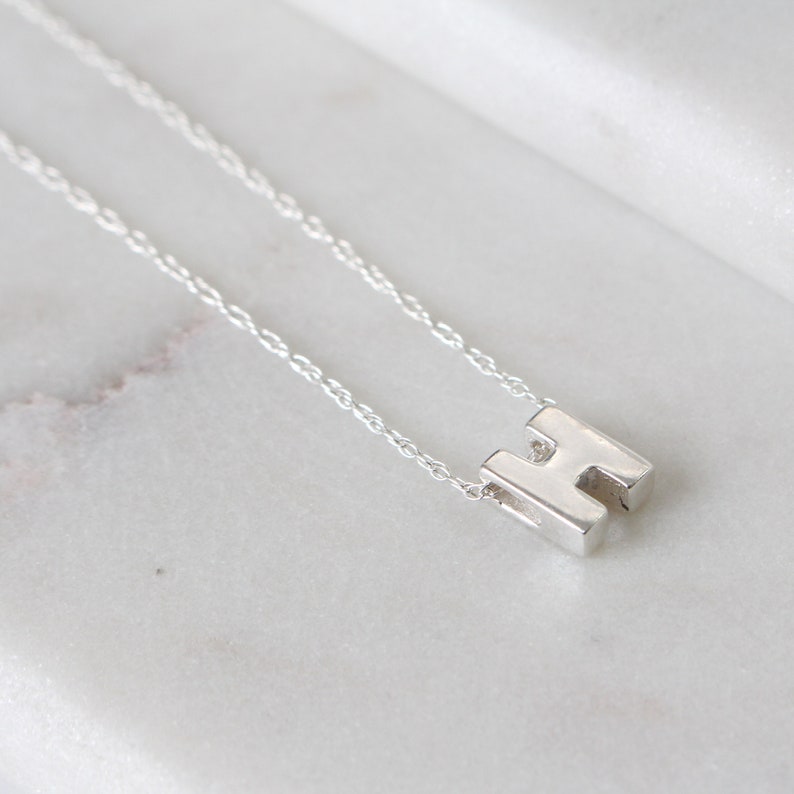 Sterling Silver Initial H Pendant Necklace Letter Necklace Etsy