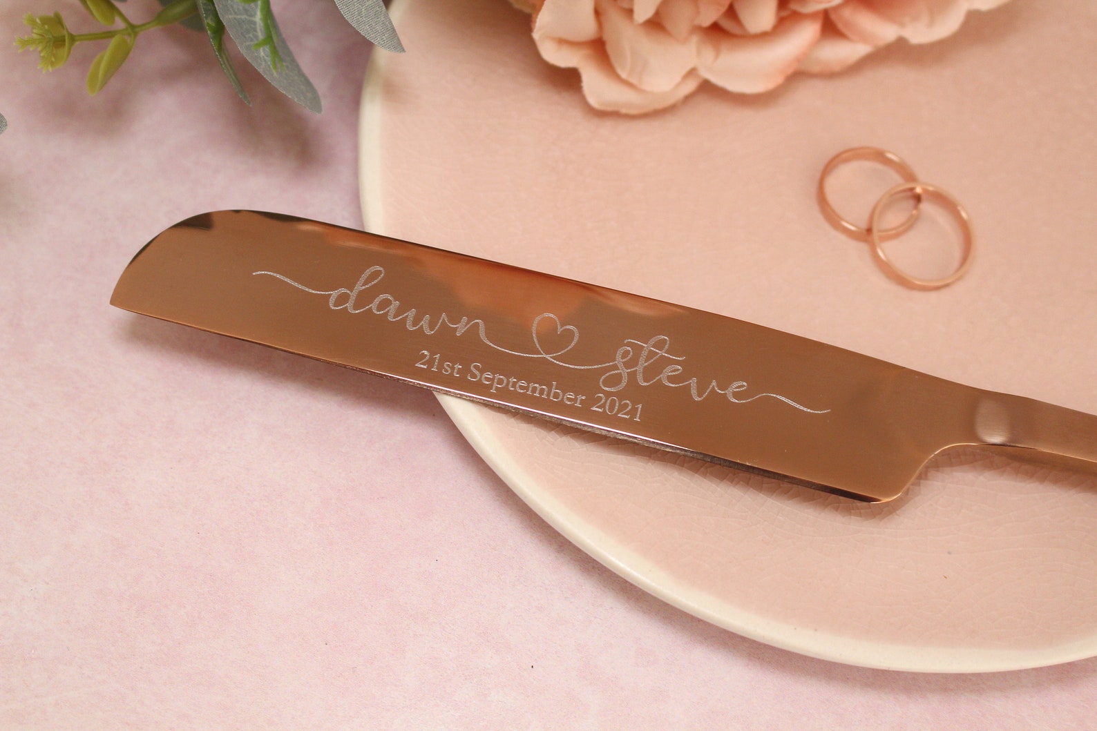 Rose Gold Wedding Cake Knife Personalised Rose Gold Engraved Etsy