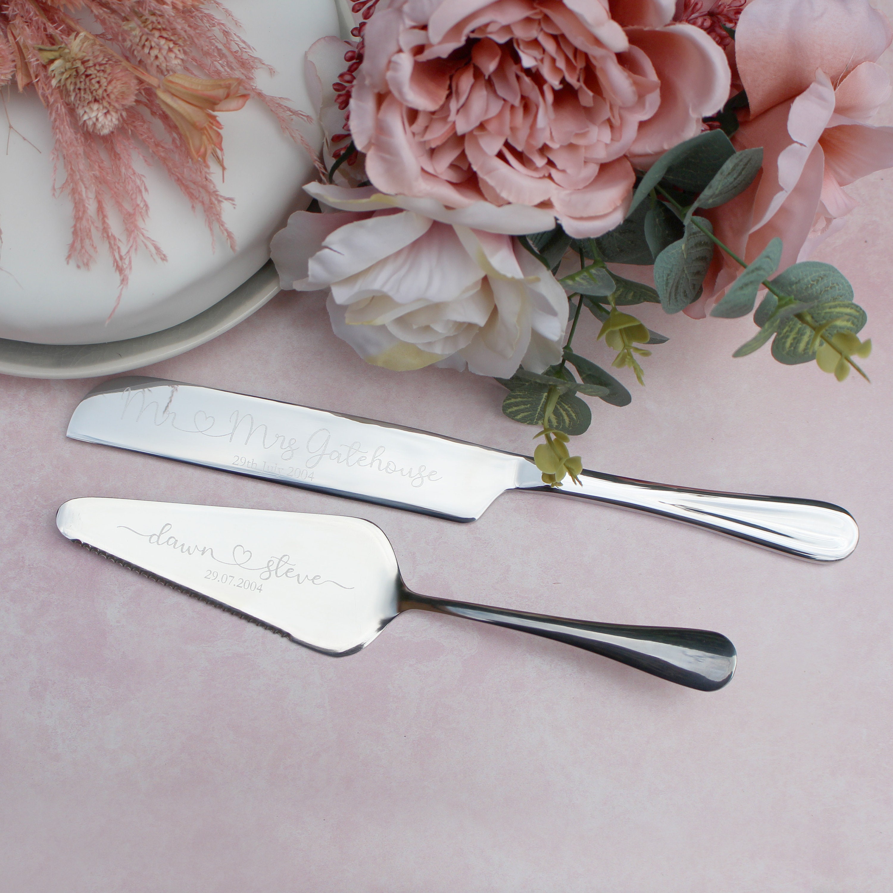 Personalised Silver Wedding Cake Knife and Server Set Etsy UK