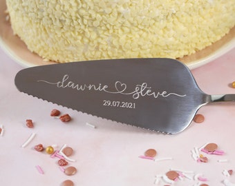 Wedding Personalised Cake Slice, Cake Server Knife engraved with names and wedding date