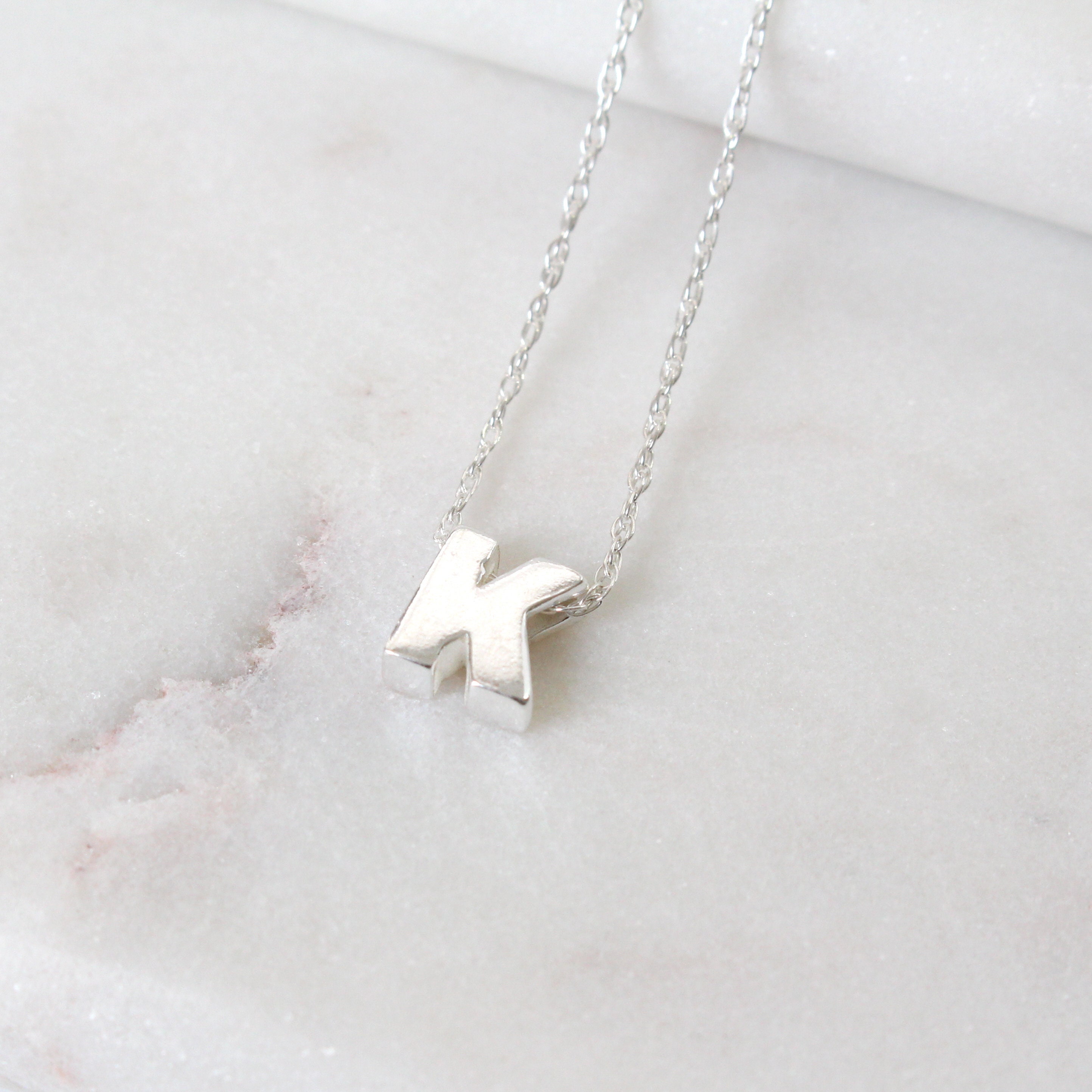 Sterling Silver Initial K Pendant Necklace Letter Necklace Etsy UK