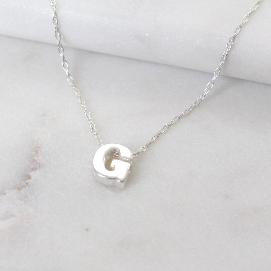 Sterling Silver Initial G Pendant Necklace Letter Necklace Initial