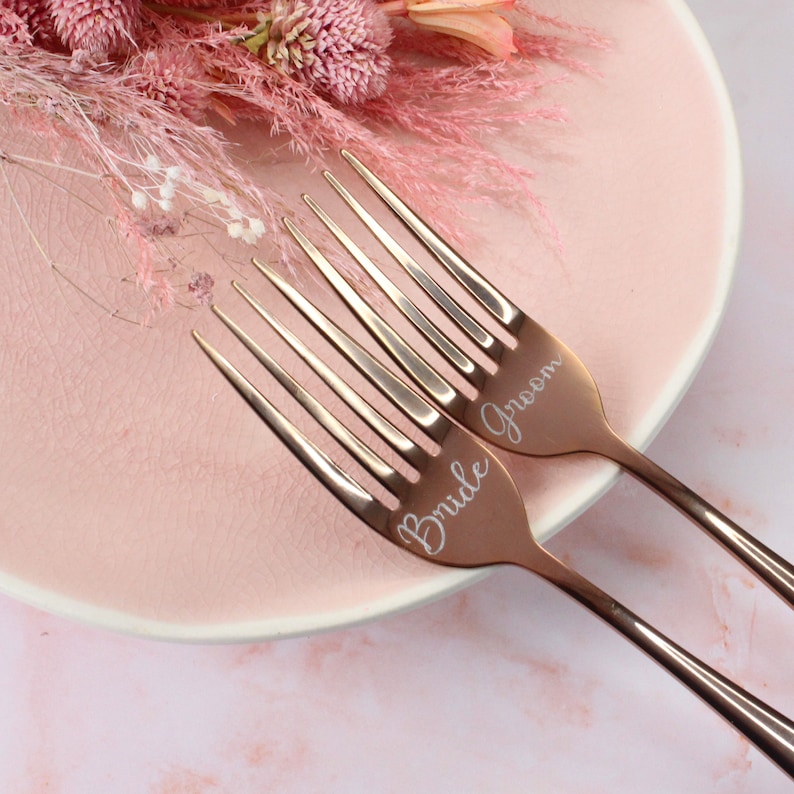 Wedding Cake Fork Set Personalised and Engraved Cutlery With Etsy UK