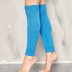 Blue Diamond Pattern Knitted Leg Warmers, Leg Warmers For Women, Yoga Socks, Dancer Leg Warmers, Mothers Day Gifts, Gift For Her