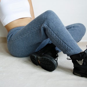 Knitted Warm Leggings for Women Skinny Wool Alpaca Pants Trousers