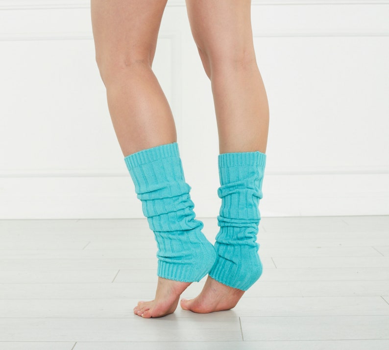 Turquoise Blue Knitted Ribbed Leg Warmers, Leg Warmers Women, Dancing Leg Warmers, Leg Warmers Adult, Mothers Day Gift, Gift for Her image 3