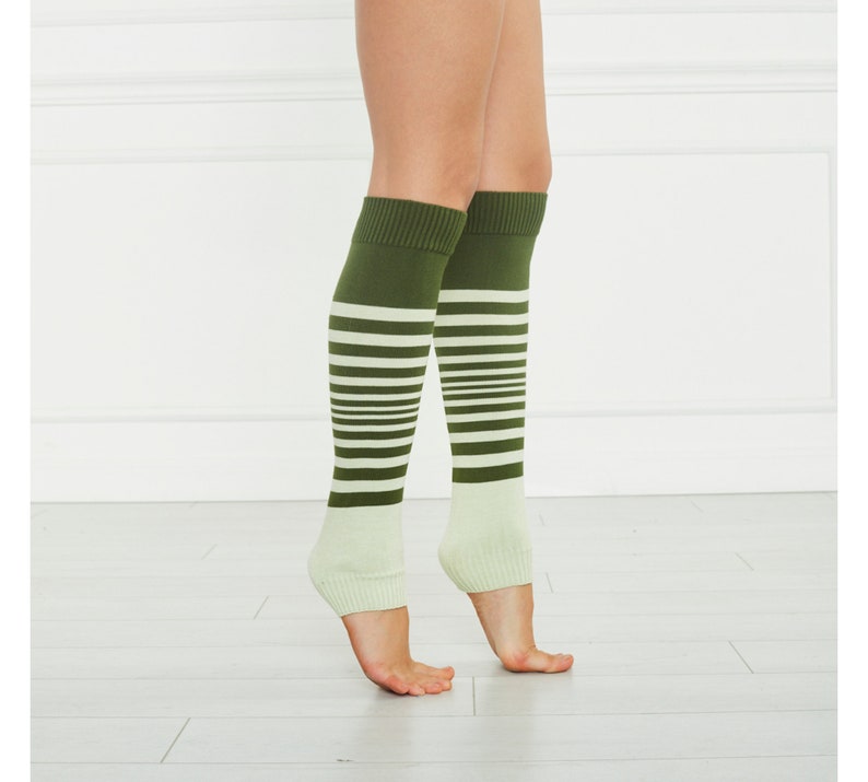 Leg Warmers Women, Green And Water Green Striped Knit Leg Warmers, Dancing LegWarmers, LegWarmers Adult, Gift For Her, Valentine's Day Gift image 2