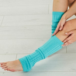 Turquoise Blue Knitted Ribbed Leg Warmers, Leg Warmers Women,  Dancing Leg Warmers, Leg Warmers Adult, Gift for Her