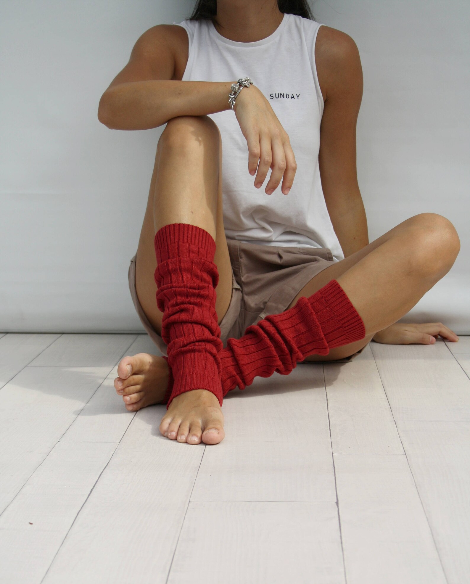 Leg Warmers Women Red Ribbed Knit Leg Warmers Dancing Leg Etsy