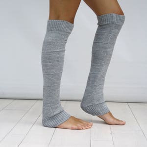 Leg Warmers Women, Gray And Silver Shining Knit Striped Leg Warmers, Dancing Leg Warmers, Mothers Day Gift, Gift For Her image 8