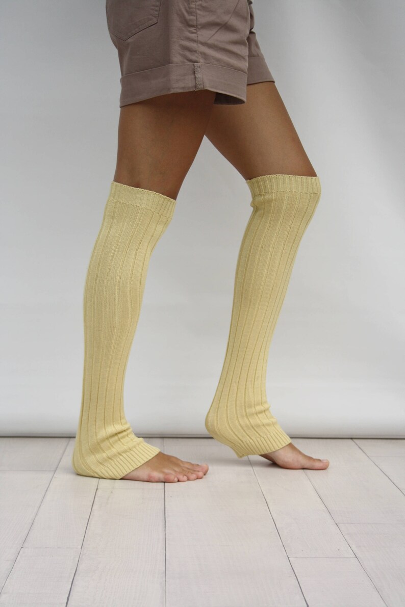 Leg Warmers Women Yellow Ribbed Knit Leg Warmers Dancing Etsy
