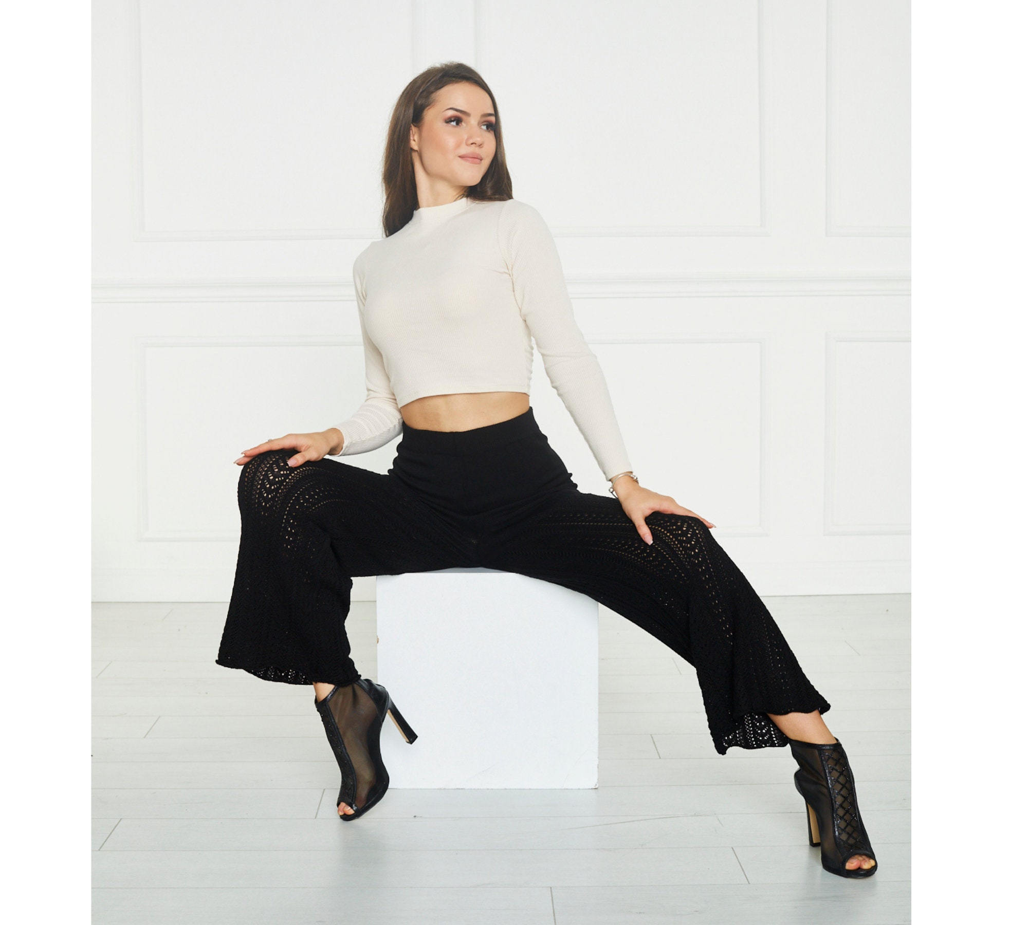 Knit High Waisted Culottes Culottes 