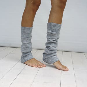 Leg Warmers Women, Gray And Silver Shining Knit Striped Leg Warmers, Dancing Leg Warmers, Mothers Day Gift, Gift For Her image 5