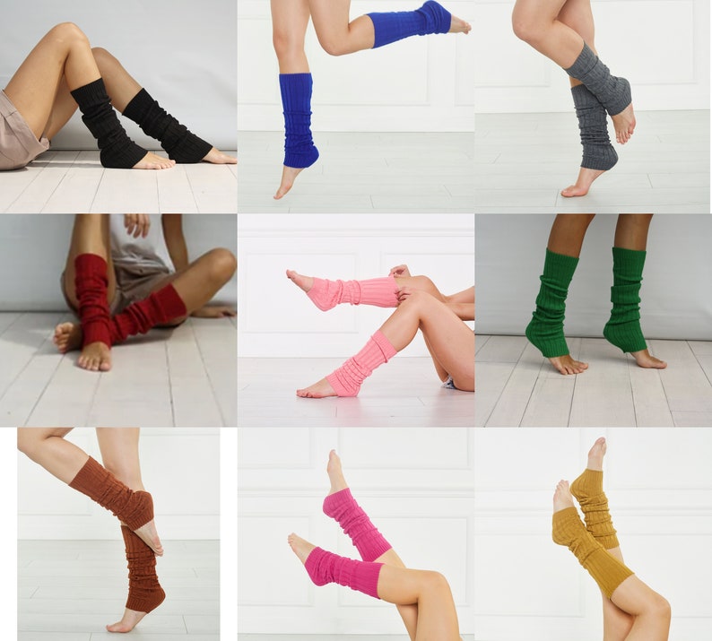 Leg Warmers Women, Green Ribbed Knit Leg Warmers, Dancing Leg Warmers, Mothers Day Gift, Leg Warmers Adult, Gift for Her, Yoga Socks image 6