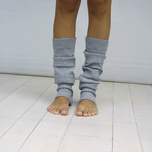 Leg Warmers Women, Gray And Silver Shining Knit Striped Leg Warmers, Dancing Leg Warmers, Mothers Day Gift, Gift For Her image 4