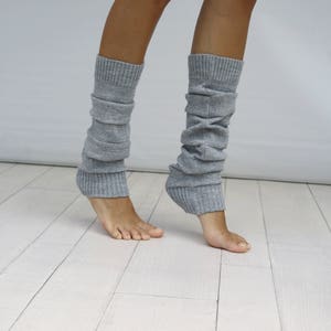 Leg Warmers Women, Gray And Silver Shining Knit Striped Leg Warmers, Dancing Leg Warmers, Mothers Day Gift, Gift For Her image 3