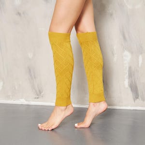 Mustard Diamond Pattern Knitted Leg Warmers, Leg Warmers For Women, Yoga Socks, Dancer Leg Warmers, Gift For Her