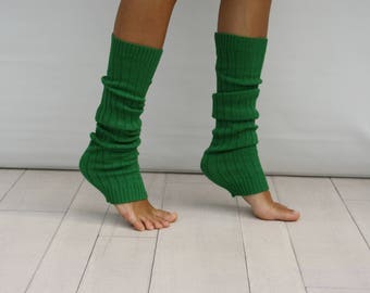 Jambières femmes, jambières vertes en tricot côtelé, jambières de danse, cadeau fête des mères, jambières adulte, cadeau pour elle, chaussettes de yoga