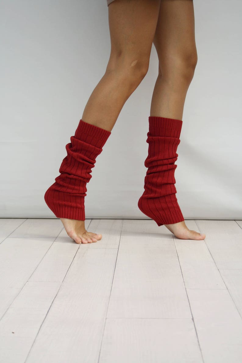 Leg Warmers Women Red Ribbed Knit Leg Warmers Dancing Leg Etsy