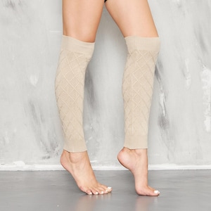 Beige Cable Knitted Leg Warmers, Leg Warmers For Women, Yoga Socks, Dancer Leg Warmers, Mothers Day Gifts, Gift For Her, Yoga Gift