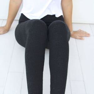 Basic Black Knitted Stretch Leggings, Mothers Day Gifts, Dancing Leggings, Leggings for Women, Black Leggings, Clothing Gift, Gift for Her image 6