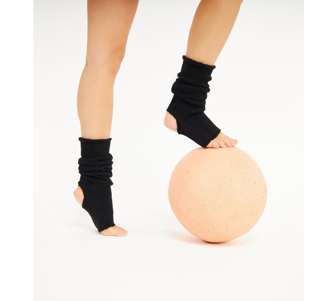 Black Knit Yoga Socks Toeless Socks Dancings Socks Yoga Leg Etsy