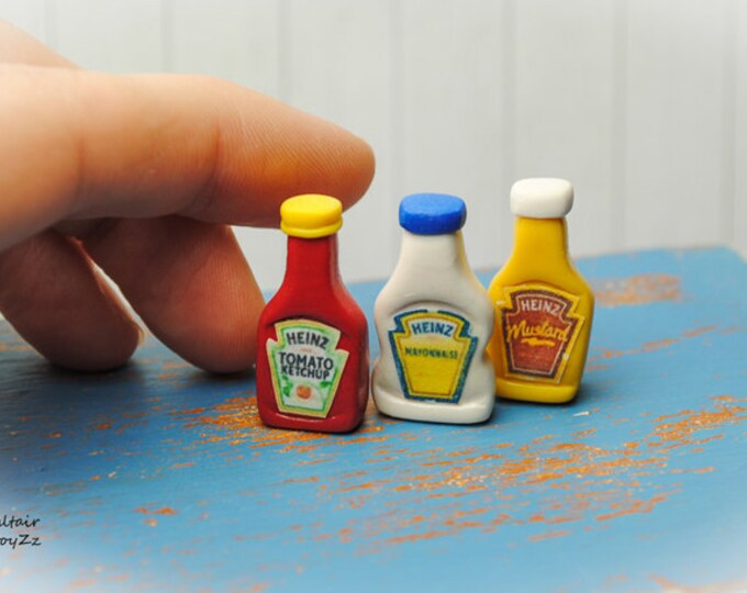 Miniature Bottles of Ketchup Mustard Mayonnaise 1/6 1/12 Etsy