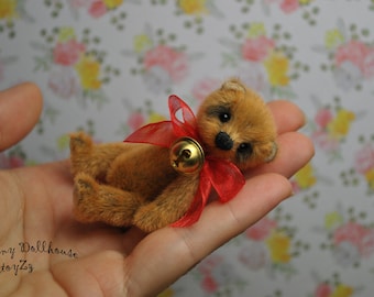 Tiny Miniature Teddy Bear OOAK 7 cm Exklusiv Gift Geschenk kawaii miniature