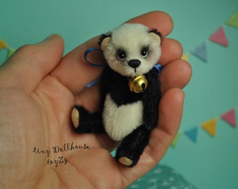 Tiny Miniature Teddy Bear OOAK 7 cm Exclusive Gift Present kawaii artist handmade