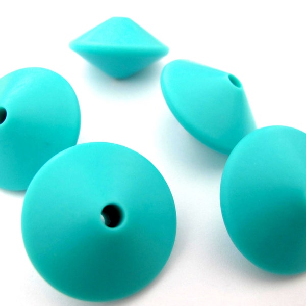 2 pcs Silicone chewing beads, food grade. Large saucer, turquoise blue. 30X17mm. Hole 2mm. Wholesale welcome!