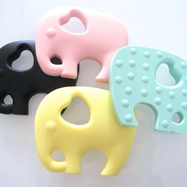 Teething, chewing silicone food grade pendant necklace, elephant. * Included silk cord with clasp. Colours choice.