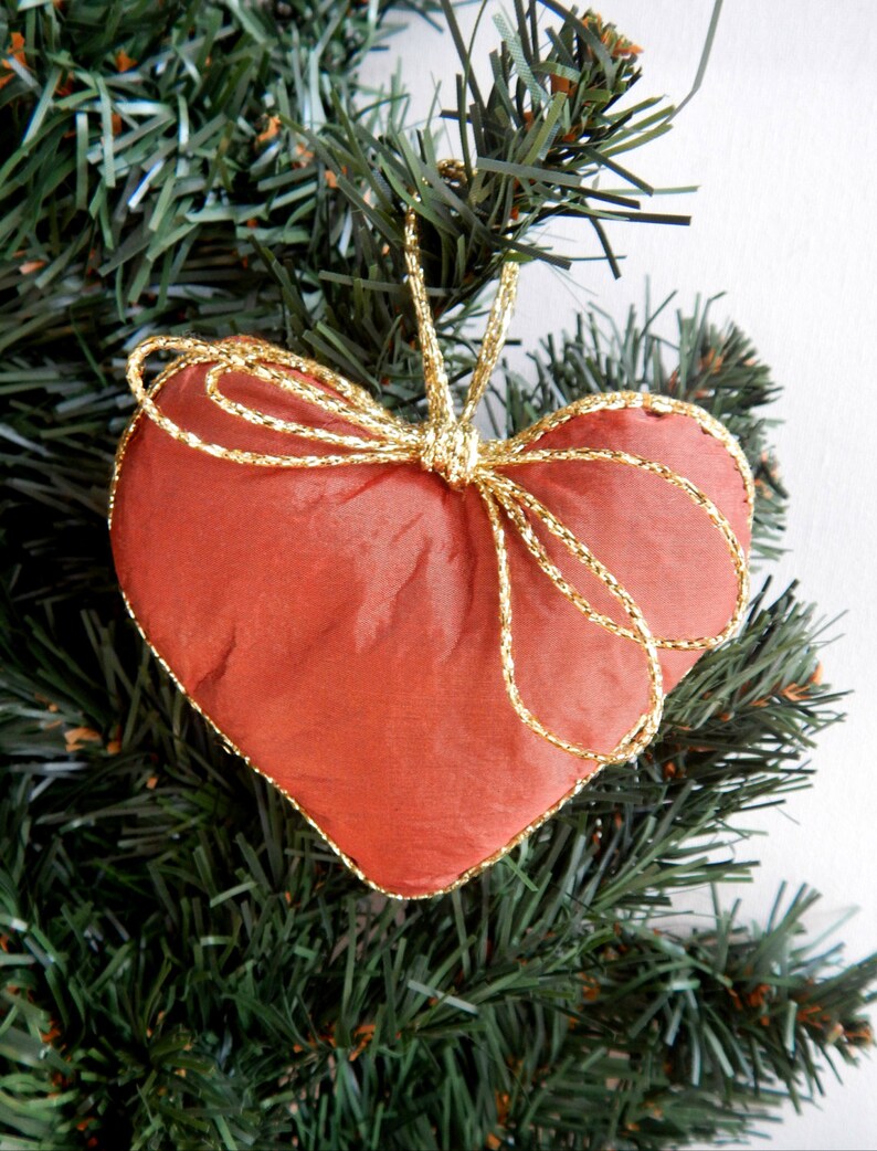 Mother/'s Day Gift Hanging Heart Set of Three in Burnt Orange House decor Ornament Hearts Beige and Terracotta Wedding Gift