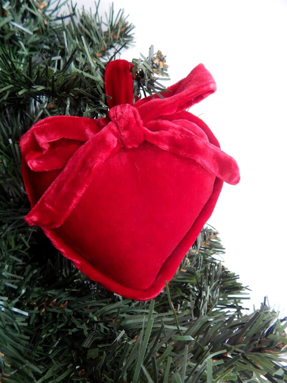 Christmas Tree Ornament Red Velvet Hanging Heart House Etsy