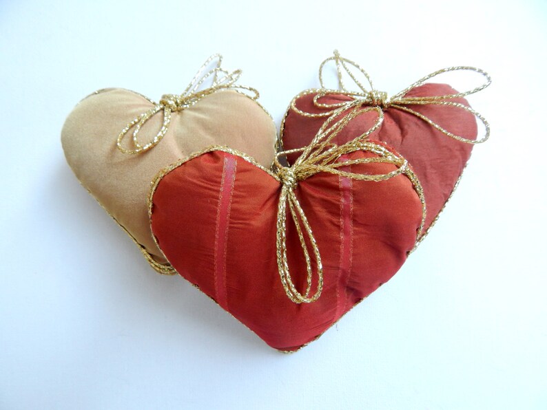 Mother/'s Day Gift Hanging Heart Set of Three in Burnt Orange House decor Ornament Hearts Beige and Terracotta Wedding Gift